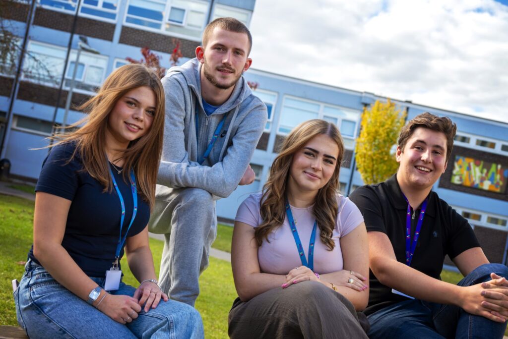 Wickersley Sixth Form Students sat outside the sixth form